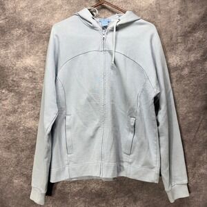 Duluth Trading Co Full Zip Hoodie Sweatshirt Womens Size M Light Blue Cotton